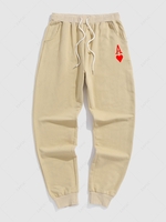 Playing Card Pattern Sport Jogger Pants S Light coffee