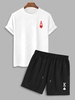 Playing Card Print Funny Short Sleeves Tee and Shorts Two Piece Set White