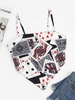 Playing Poker Card Collage Print Knotted Napkin Cami Top M White