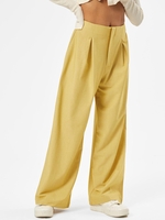 Pleated Detail Wide Leg Tailored Pants M Deep yellow