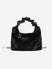 Pleated Handle Design Fuzzy Chain Crossbody Bag