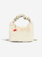 Pleated Handle Design Fuzzy Chain Crossbody Bag