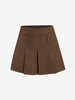 Pleated High Waisted Mini Skirt L Deep coffee