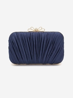 Pleated Ruched Rhinestone Decor Evening Clutch Bag