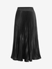 Pleated Satin Midi Skirt Black