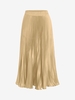 Pleated Satin Midi Skirt Coffee