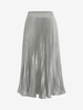 Pleated Satin Midi Skirt Gray