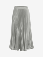 Pleated Satin Midi Skirt Gray
