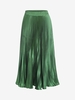 Pleated Satin Midi Skirt Green