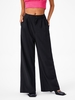 Pleated Slant Pockets Wide Leg Pants L Black