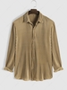 Plisse Button Up Shirt S Coffee