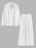 Plisse Pleated Button Up Shirt and Pants M White