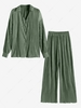 Plisse Pleated Button Up Shirt and Pants S Deep green