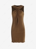 Plisse Twisted Mini Dress M Deep coffee