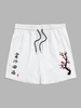 Plum Blossoms and Chinese Characters Print Shorts L White