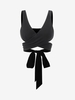 Plunge Crossover Tied Crop Tank Top L Black