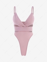 Plunge Cutout High Cut Cami Bodysuit S Light pink
