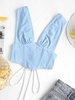 Plunge Lace-up Double-layered Corset Top M Light blue