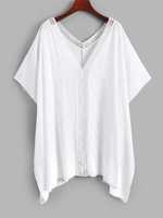 Plunge Sexy Simple Side Slit Loose Beach Cover Up White