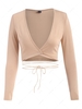 Plunging Midriff Flossing Crop T Shirt L Light coffee
