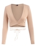 Plunging Midriff Flossing Crop T Shirt S Light coffee