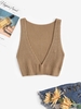 Plunging Sweater Knit Tank Top M Coffee