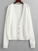 Plunging V Neck Slouchy Cardigan L White