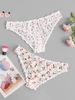 Plus Size 2pcs Cherry Print Mesh Sheer Briefs Set