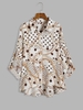 Plus Size Chain Polka Dot Drop Shoulder High Low Shirt