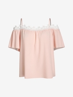 Plus Size Cold Shoulder Floral Crochet Blouse