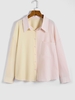 Plus Size Colorblock Drop Shoulder Pocket Shirt