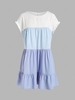 Plus Size Colorblock Ruffle Mini Tiered Dress