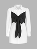 Plus Size Contrast Bowknot Mini Shirt Dress