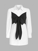 Plus Size Contrast Bowknot Mini Shirt Dress