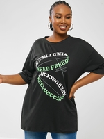 Plus Size Contrast Letter Graphic Oversized Tee