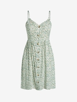 Plus Size Ditsy Floral Print Button Down Cami Dress