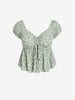 Plus Size Ditsy Print Cinched Peplum Blouse