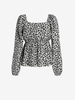 Plus Size Ditsy Print Raglan Sleeve Peplum Blouse