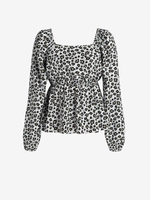 Plus Size Ditsy Print Raglan Sleeve Peplum Blouse