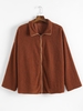 Plus Size Drop Shoulder Zip Up Teddy Coat