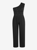 Plus Size Faux Pearl One Shoulder Wide Leg Jumpsuit