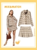 Plus Size Flannel Plaid Shacket and Pleated Skirt Set