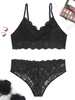 Plus Size Floral Lace Scalloped Sheer Sexy Bralette Set