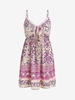 Plus Size Flower Print Picot Trim Cami Dress