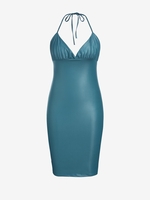 Plus Size Halter Backless Bodycon Midi Dress