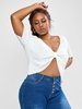 Plus Size Knot Rib-knit Top