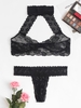 Plus Size Lace Choker Cutout Sheer Lingerie Bralette Set