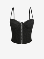 Plus Size Lace Insert Criss Cross Cami Corset