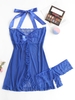 Plus Size Lace Mesh Bowknot Ruffle Lingerie Babydoll