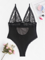Plus Size Lace Mesh Cutout Lingerie Teddy